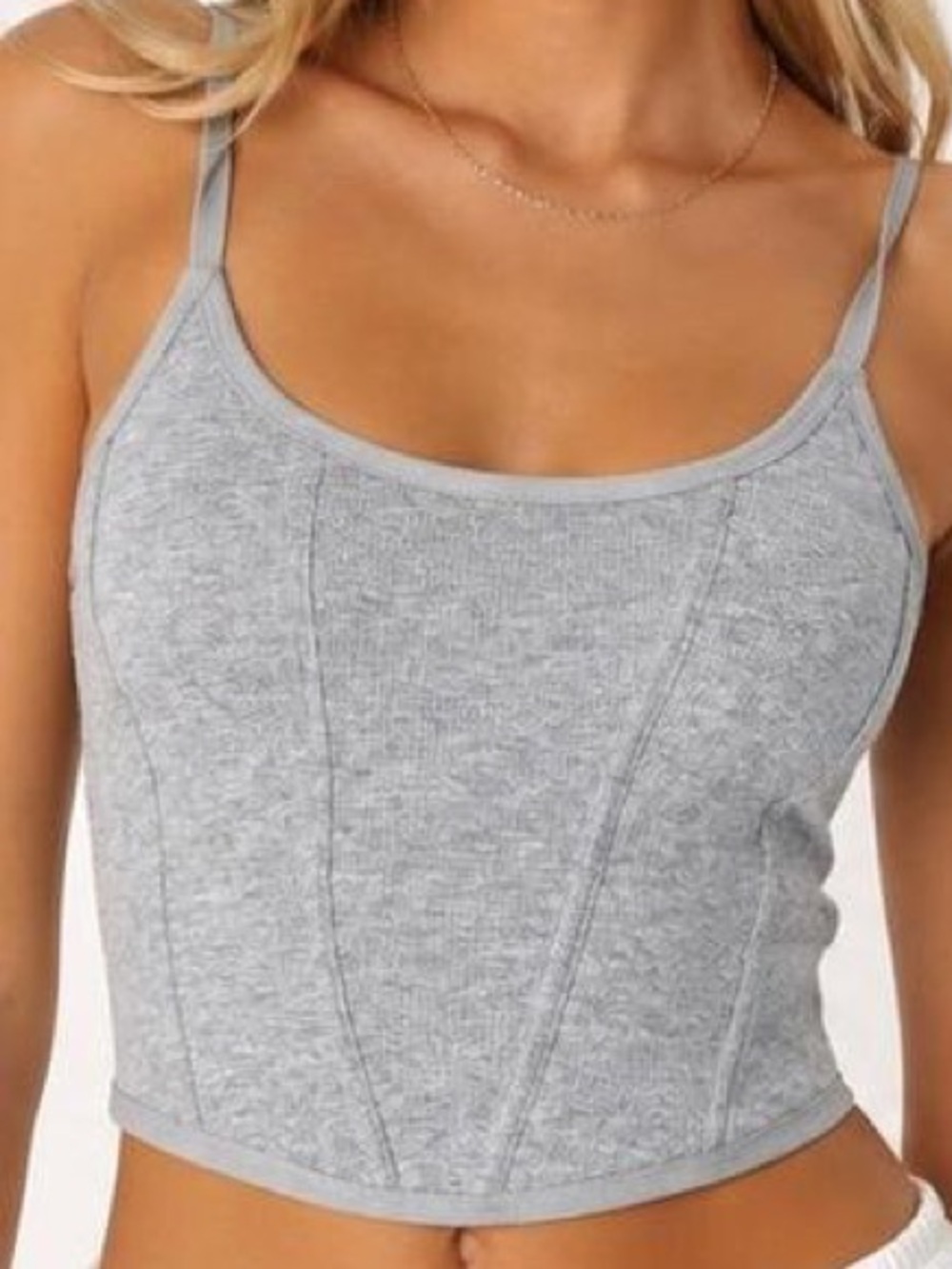 Colsie Gray Ribbed Corset Tank Top
